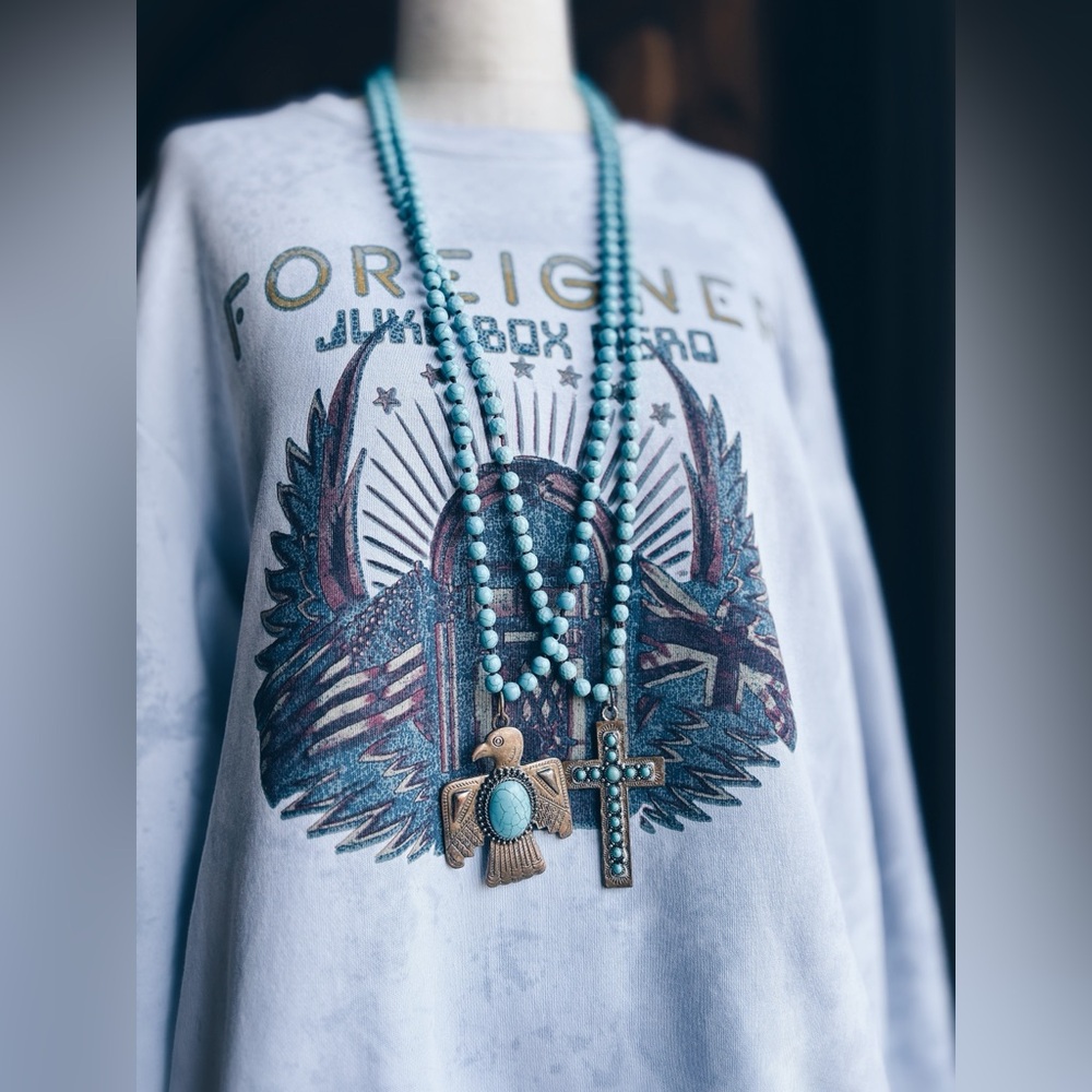 Sweatshirt Foreigner Sweatshirt Dip Dye Silver Wash - Picture 10 of 12